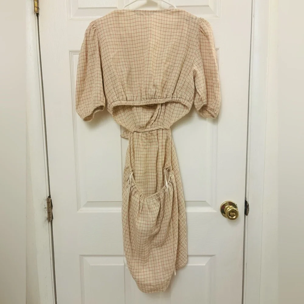 Zara Cut Out Linen Blend Dress Size M - Picture 10 of 11
